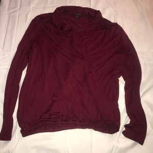 Red wrap front long sleeve